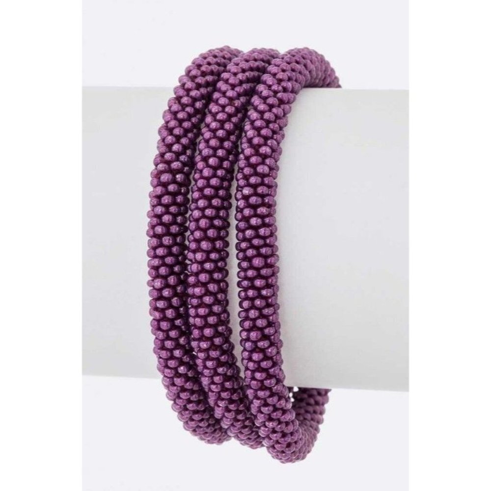 Matte Purple Nepal Roll On Bracelet Set